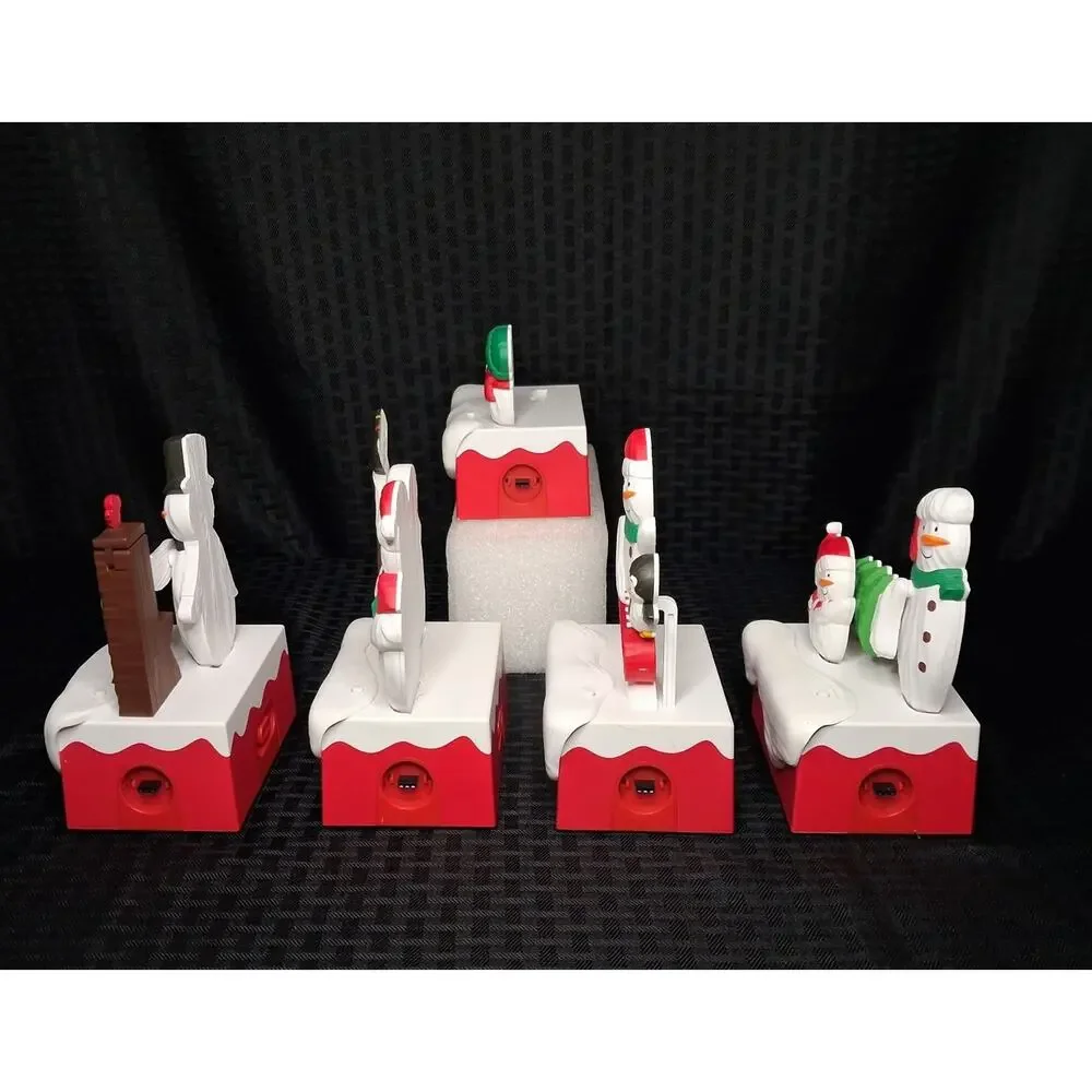 Hallmark 2018 Snow Many Memories Snowman Set of 4 w/Music & Motion Tested *VIDEO